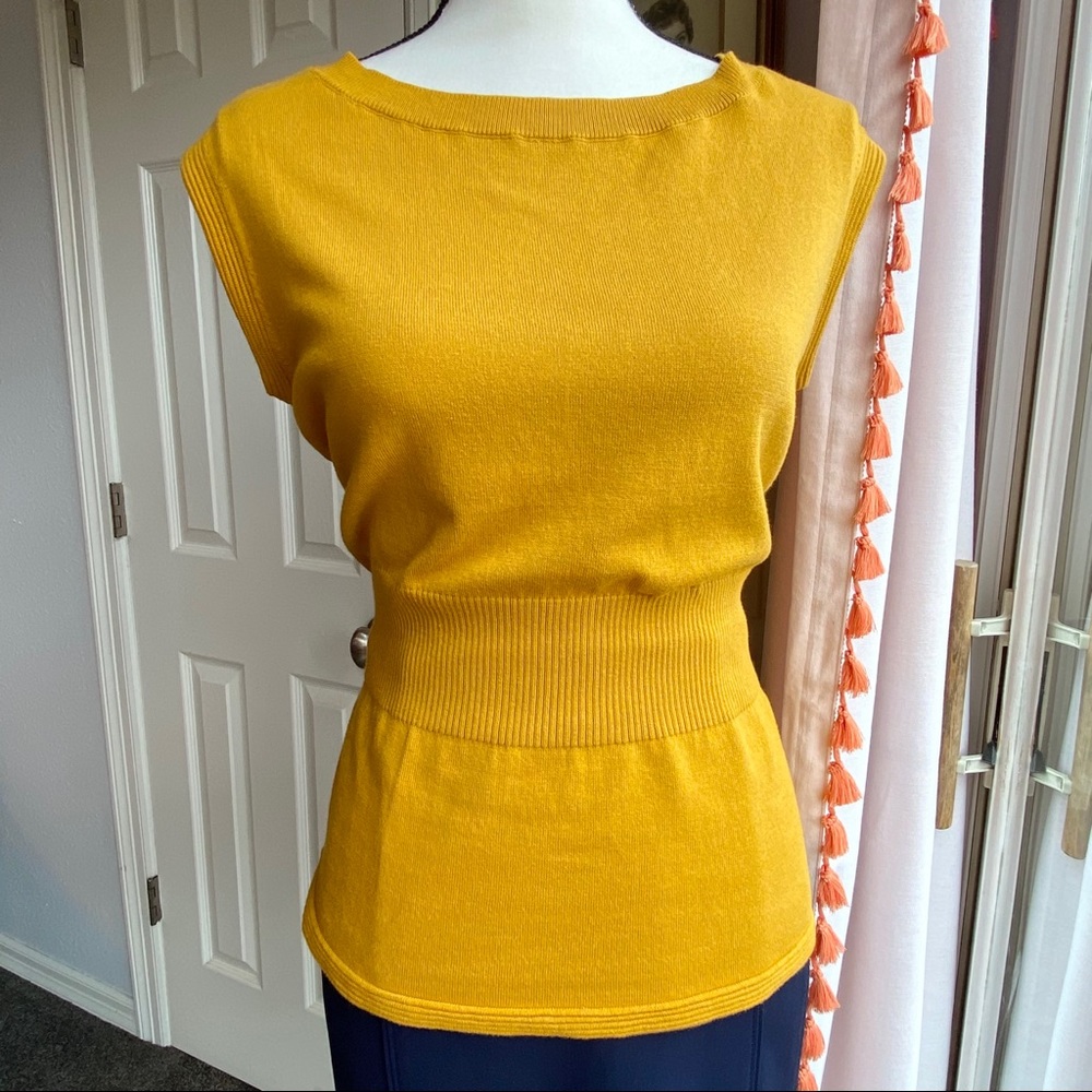 Ann Taylor Factory Mustard Sleeveless Sweater Top